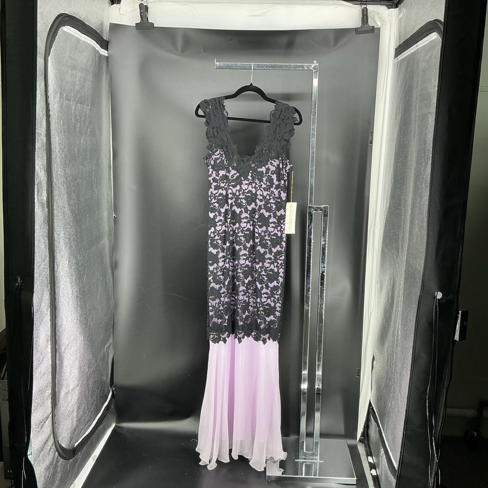 Elegant Black and Purple Lace Prom Dress